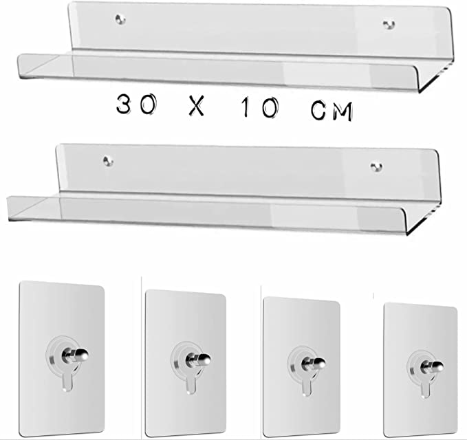 Mensola 40x10 svuotatasche in plexiglass e portachiavi magnetico